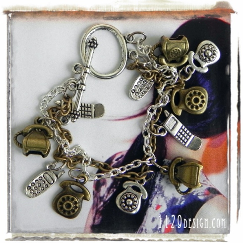 braccialetto-doppio-argento-bronzo-ciondoli-telefono-vintage-double-chain-old-style-fashion-telephone-handmade-bracelet-1129design
